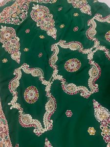 Emerald Green Embroidered Fabric
