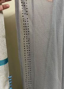 Sleeveless embellished Gray Shimmery Top