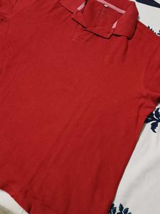 Women Red Cotton Classic Fit Polo Tshirt