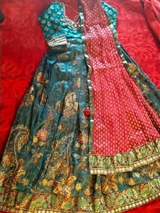 Teal Embellished Anarkali Dress