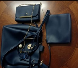Navy Blue Handbag set of 3 by Loomy