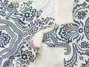 White Streachable Printed Top