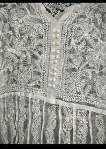 White Anarkali Kurt