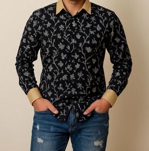 Men Black Floral Shirt