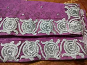 Pink Sareee With White Border