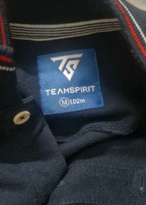 Teamspirit Navy Polo Shirt with Striped Trim