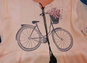 Beige Cycle Printed Cotton Top