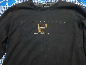 Black Graphic Print Crewneck Sweatshirt Size -S