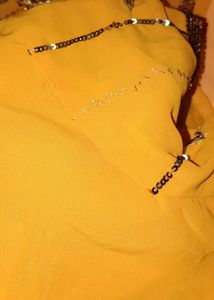 Mango Yellow Saree With Stitched Blouse