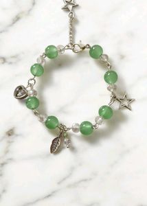Green Beaded Charm Bracelet
