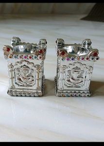 silver diya set of 2 brand new without tag .