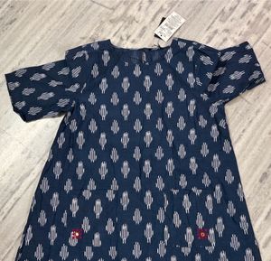 Asymmetrical Half-Sleeve Cotton Dress