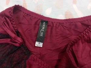 Burgundy Lace Trim Sleep Shorts