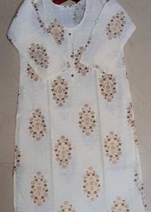 Women&#39;s Long Kurti Floral Hand Blocke Printed