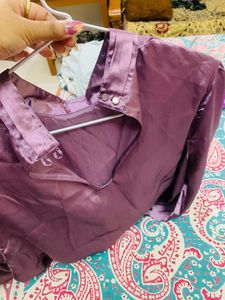 Mauve Satin Shirt For Office Wear