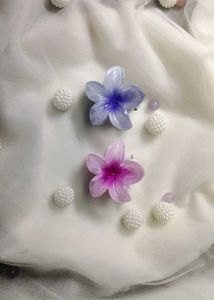 Pink Floral Flower Hair Clips- 1pc