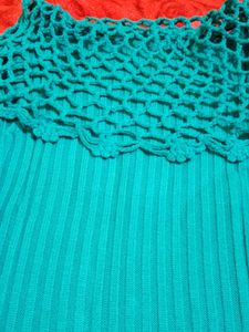 Crochet Neck Long Sleeve Top