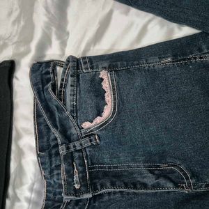 low waist bootcut Denim With Cutout Y2k