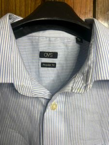OVS Blue Striped Cotton Shirt – Thrifted