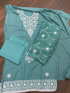 Teal Embroidered Pakistani Suit