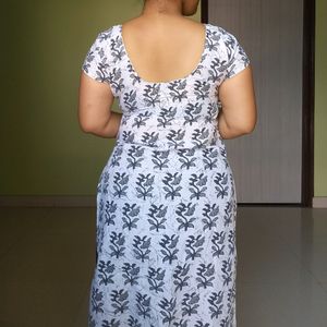 Women Kurti Black And White Round Neck