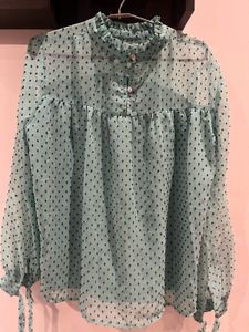 Elegant Sheer Polka Dot Blouse