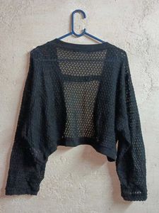 Oversized See-through Crop Shrug Black 🖤