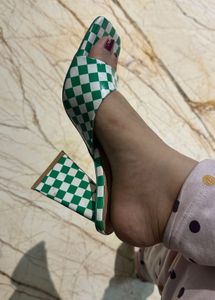Green Checkered Heels