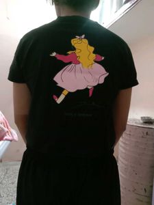 Cartoon Print Black T-shirt