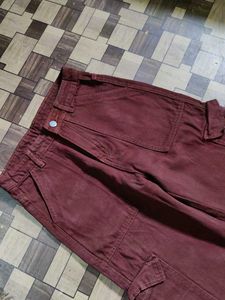 Brown Maroon Coffee Colour Cargo Jeans