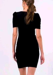 Black Ribbed Bodycon Dress