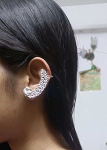 Silver Peacock Ear Cuff Earrings