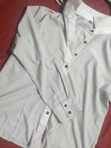 White And Black Striped Formal Shirt