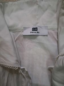 satin White shirt having pearl work on collar