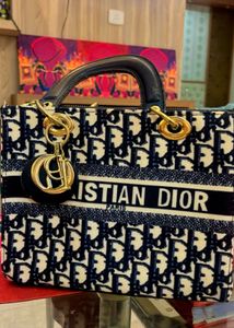 Christian Dior Oblique Canvas Tote – Navy Blue
