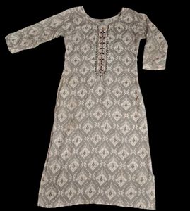 Light Silver Gray Printed Kurti Pant Set