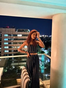 Striped Tie Crop Top and Pant Coord Set