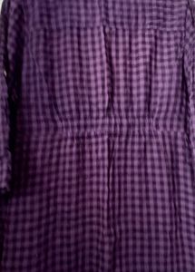 Purple Plaid Roll Tab Sleeve Tunic