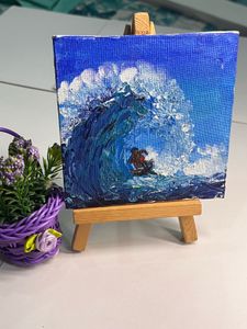 surfing texture painting with easel