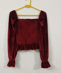 Red Velvet Long Sleeve Top