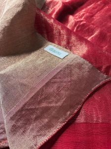 Elegant Red Raw Mango Chanderi saree