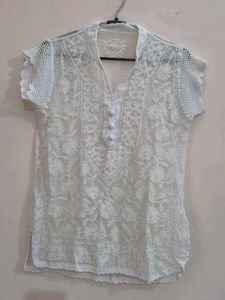 White Chikankari Top