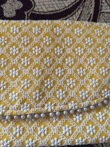 Embroidered Yellow Clutch