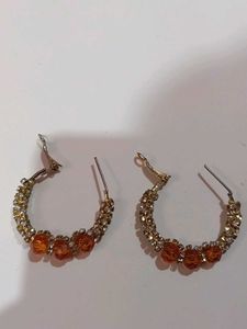 Sparkling Orange Hoop Earrings