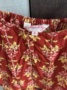 Rust &amp; Yellow Ethnic Print Midi Dress