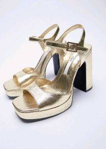 Zara Gold Platform Heels