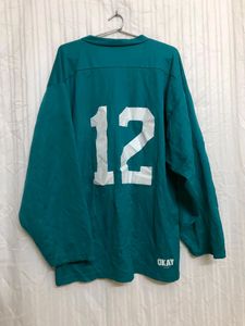 Okay V Neck Sea Green T Shirt