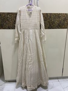 White Chikankari Classic Anarkali Style