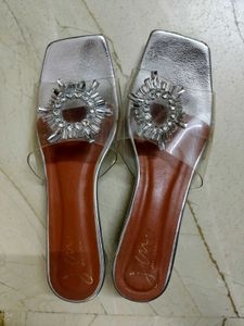 JM Looks Clear Strap Embellished Sandals
