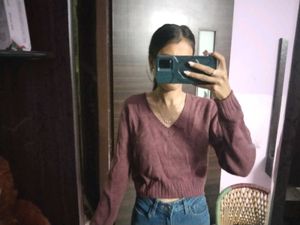 Mauve V-Neck Sweater